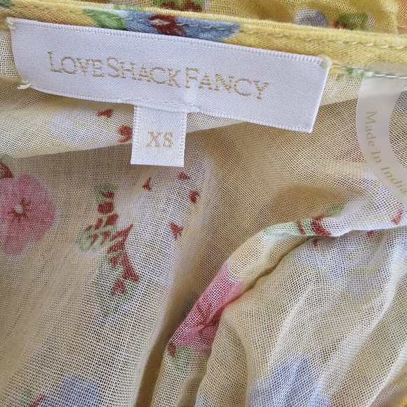 Loveshackfancy Phyllis Dress Yellow Mini Floral Ruffle Dress Size XS - Picture 7 of 9